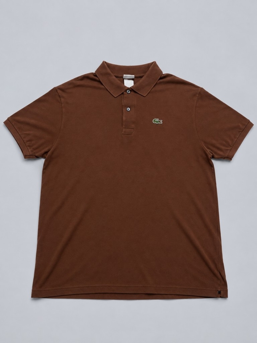 Lacoste Brown Short-Sleeve Mens Polo with Signature Croc